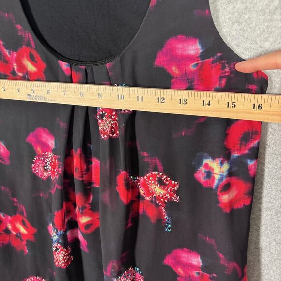 Express Tank‎ Medium Floral Sequin Abstract Flowy 90s Y2K Cami Sheer Coquette - Picture 7 of 10